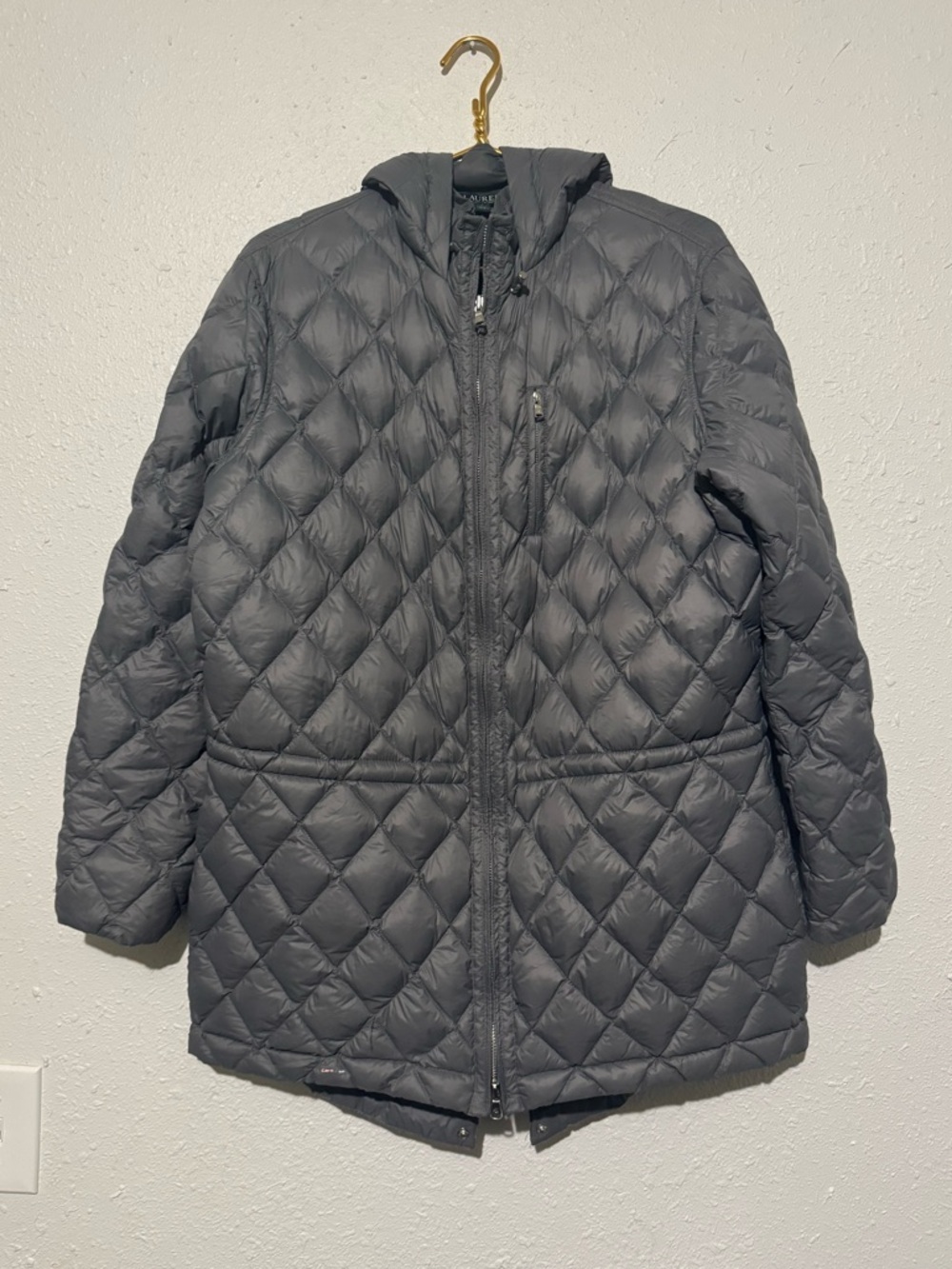 Lauren Ralph Lauren gray quilted puffer jacket down insulated Large